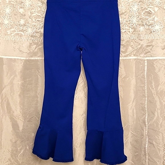 HOT Cobalt Blue Stretch Ruffle-Hem Crop Pants! 6 - Picture 14 of 15